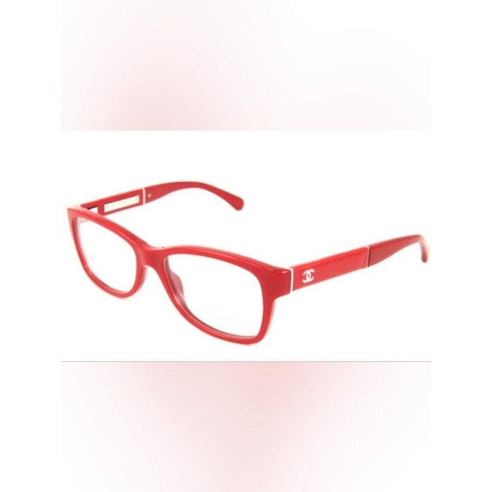 CHANEL Women's Red Eyeglass Frames w/Signature Logos & Face-A-Face Case